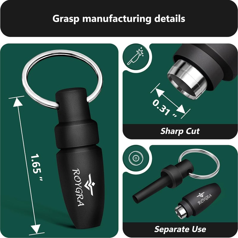 roygra Cigar Punch Cutter Set (6 Pack), Cigar Punch Tool, Plastic Mini Smoking Accessories with Key Chain Fit All Cigars, Portable Sharp Clean Cut - Black - Image 3